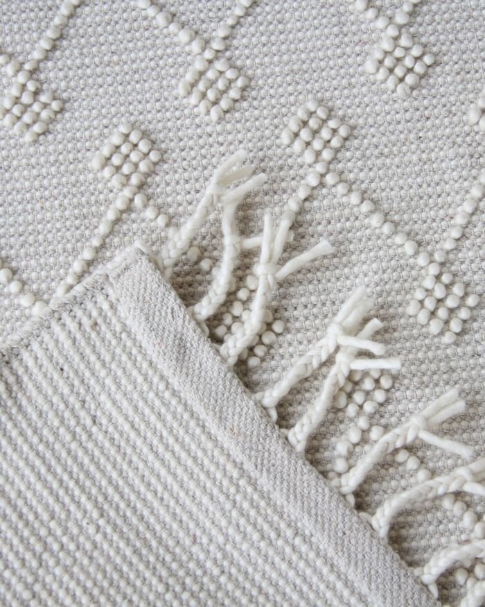 Natural White Color Wool & Cotton Woven Rug - SRN 005 (80x200cm) - Image 7