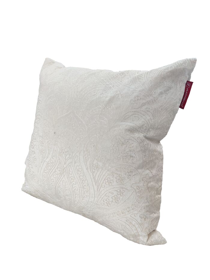Embroidered cotton cushion CS-266, white color 45x45cm adding charm to living spaces by Ramsha Home.