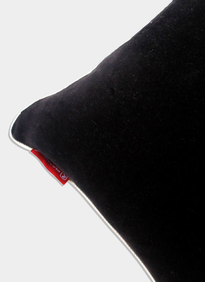 Black Color Velvet Cushion with Filler for Floor, Bench, Sofa - CS 235 (45x45cm) - Image 2
