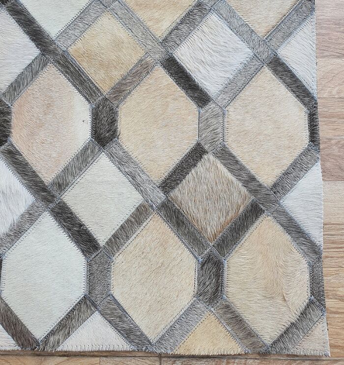 Indoor decor leather and wool rug LR 002 in 170x240cm by Ramsha Home