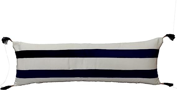 Stylish Modern Cushion CS-137 with Filler and Tassel in Cafe White and Blue Color 30X90cm by Ramsha Home Stylish modern cushion CS-137 with filler and tassel in cafe white and blue color 30X90cm by Ramsha Home
