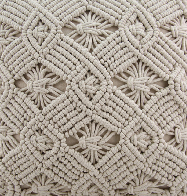 7808 Natural White Color Cotton & Polyester Macrame Cushion - CS 169 (60x60cm) - Image 3