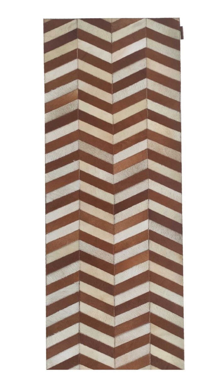 Tan leather rug LR 003 for entryway decor, 80x200cm