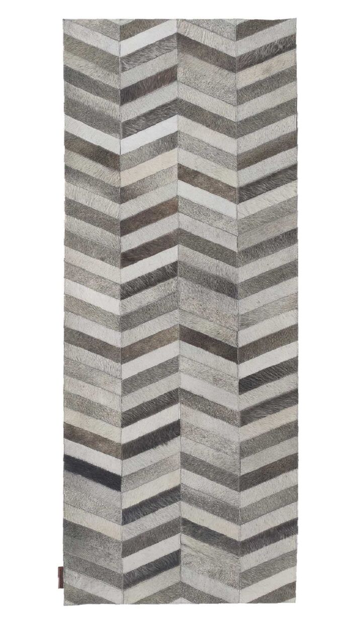 Tan color leather rug LR 003 for dining room decor, 80x200cm