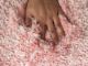Soft pink shaggy rug for kitchen decor MPS 06, 80x200cm