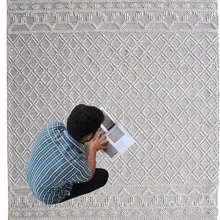 Stylish natural white woven rug for indoor decor - SRN 004 (80x200cm) by Ramsha Home