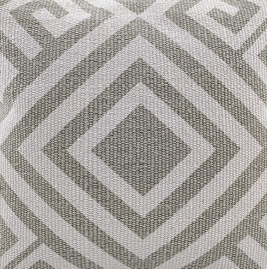 9869 Light Grey & White Color Cotton Cushion with Filler for Bedroom, Couch, Car - CS 181 (45x45cm) - Image 2
