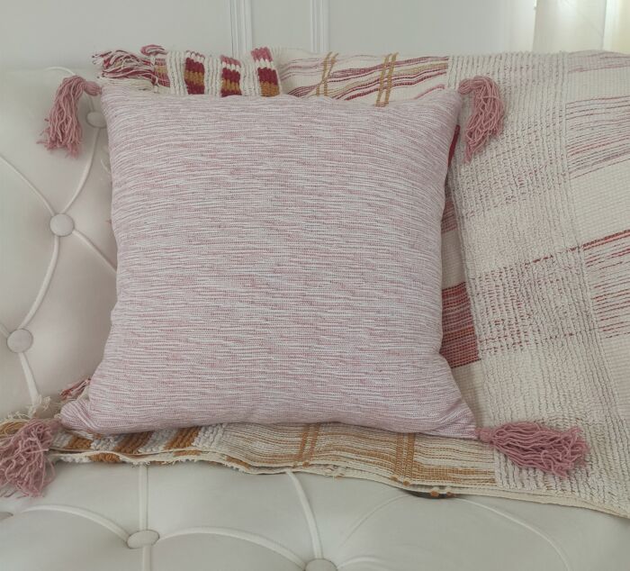 Plush pink cushion with filler, 45x45cm