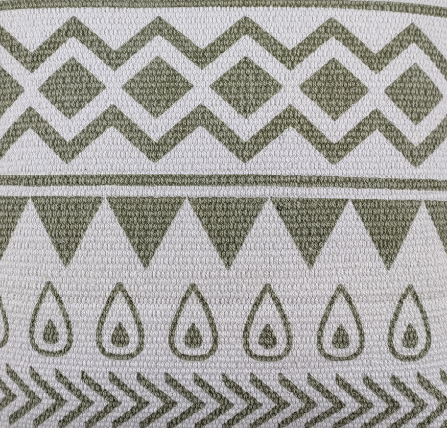 9U89 Light Green & White Color Cotton Cushion with Filler for Bedroom, Couch, Car - CS 183 (45x45cm) - Image 3