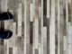 Handcrafted grey leather rug LR 004 for kitchen decor, 140x200cm