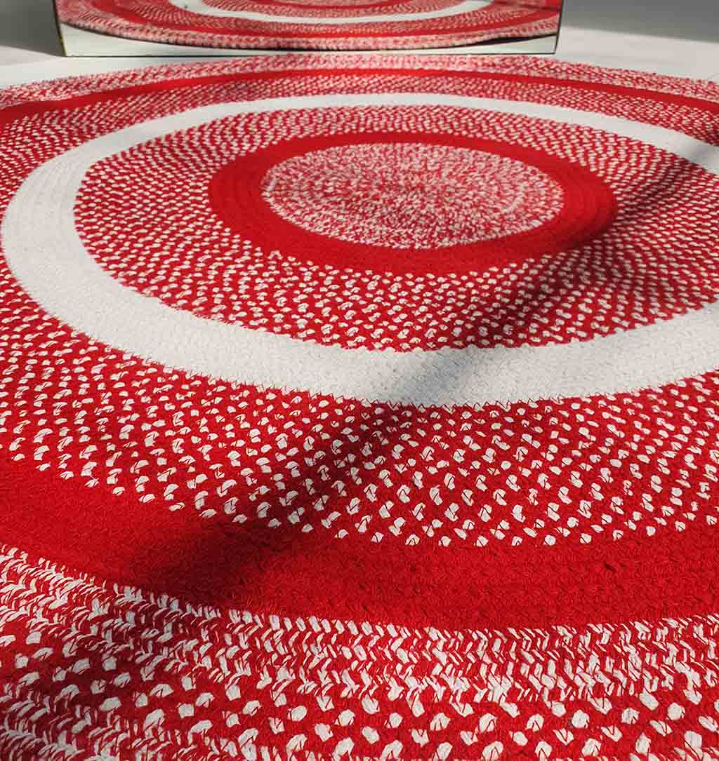 Amazing Handmade Cotton Round Rug in Red & White – BR 005 (120cm) Amazing Handmade Cotton Round Rug in Red & White Color - BR 005 (120cm)