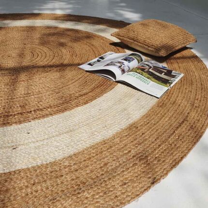 Handmade natural and bleach braided jute round rug – BR 008 (200cm)