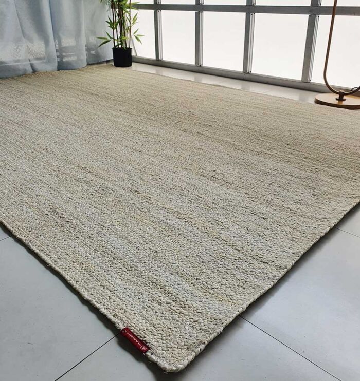 Bleach color jute rug enhancing dining room decor - BR 019 (140x200cm) by Ramsha Home
