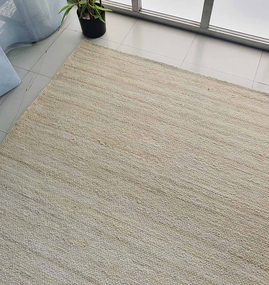 Handcrafted Bleach Color Jute Rug for Dining Room - BR 019 (140x200cm) by Ramsha Home Handcrafted bleach color jute rug for dining room decor - BR 019 (140x200cm) by Ramsha Home
