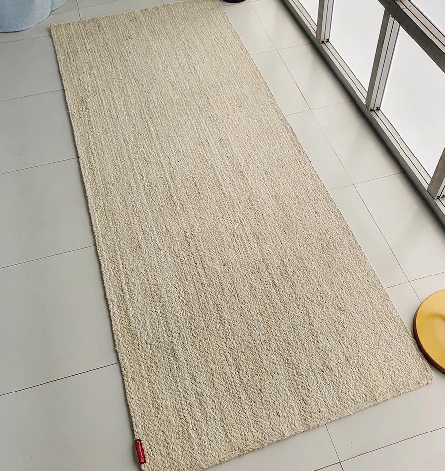 Stylish Bleach Color Jute Rug for Bedroom Elegance - BR 019 (80x200cm) by Ramsha Home Bleach color jute rug enhancing bedroom decor - BR 019 (80x200cm) by Ramsha Home