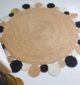Stylish handmade natural and black jute rug for living room - BR 029 (200cm) by Ramsha Home