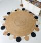 Natural and black jute rug for dining room decor - BR 029 (200cm) by Ramsha Home