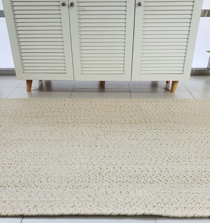 Elegant braided white and gold rope wool rug for living room - BR 045 (80x200cm) by Ramsha Home