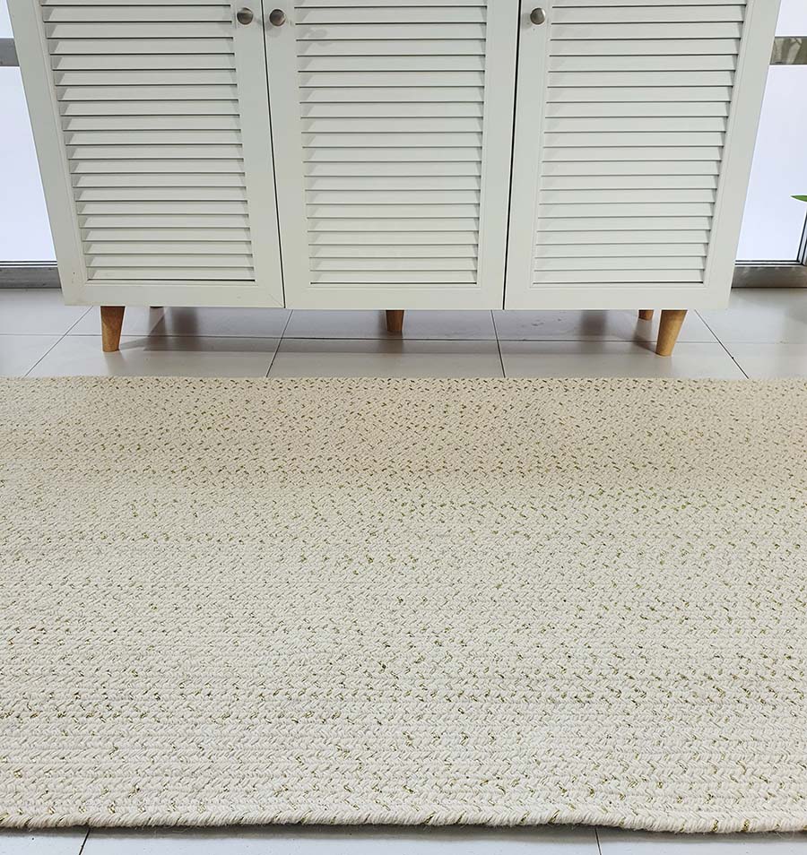 Elegant White & Gold Rope Wool Rug for Living Room - BR 045 (80x200cm) by Ramsha Home Elegant braided white and gold rope wool rug for living room - BR 045 (80x200cm) by Ramsha Home