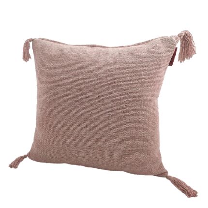 Soft Pink Cotton Cushion with Tassels for Home
