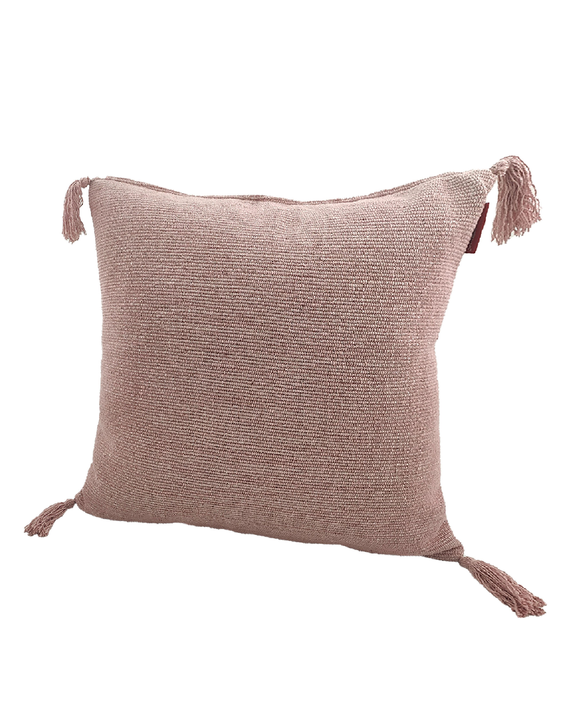 Cotton cushion with filler CS-157 soft and comfort cushion with tassel for window seat, bed and floor pink color 55X55cm Soft Pink Cotton Cushion with Tassels for Home
