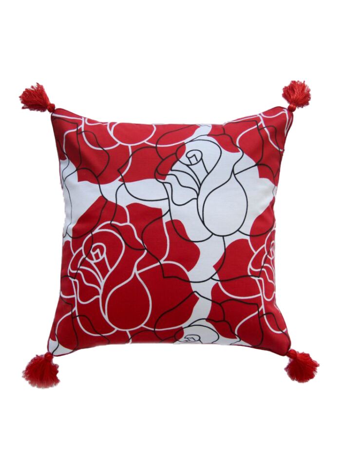 Red & White Color Polyester Cushion with Filler for Bed, Couch, Floor - CS 232 (40x40cm) - Image 1