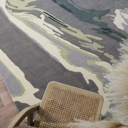 Hand-tufted rug with elegant design, soft texture, and durable craftsmanship for home décor.