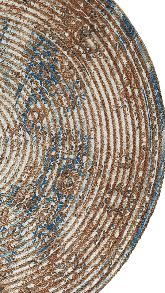 DDD.jpg Luxurious Handmade Multi Color Jute & Pet Yarn Entryway Round Braided Rug - BR 023 (150cm) - Image 3