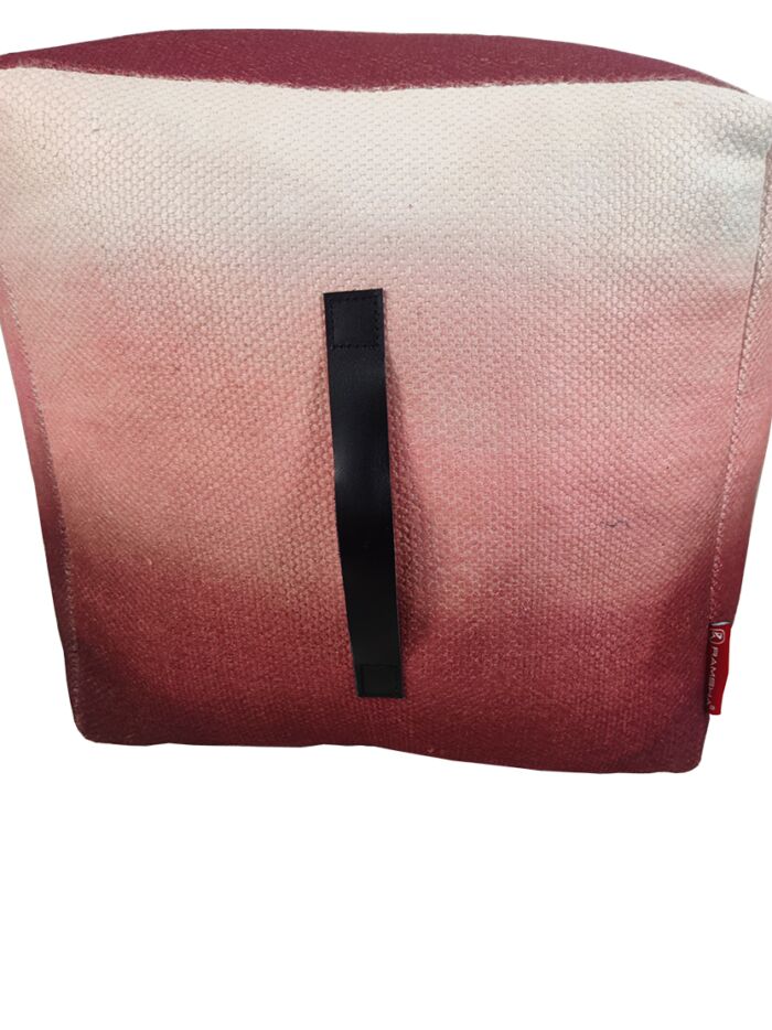 Decorative soft polyester pouf PF-126, rainbow red color, 40x40x40cm, perfect for home decor by Ramsha Home.