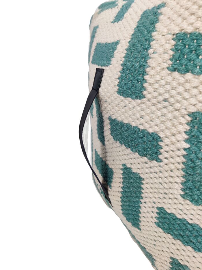 Light blue and cream color pouf PF-112, 50x50x30cm - stylish hallway accent by Ramsha Home.