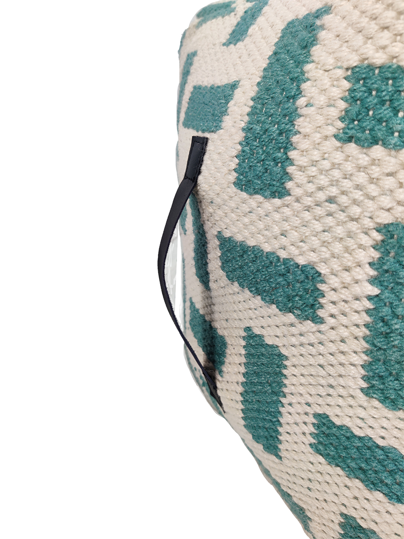 Light Blue & Cream Color Pouf PF-112: 50x50x30cm Light blue and cream color pouf PF-112, 50x50x30cm - stylish hallway accent by Ramsha Home.
