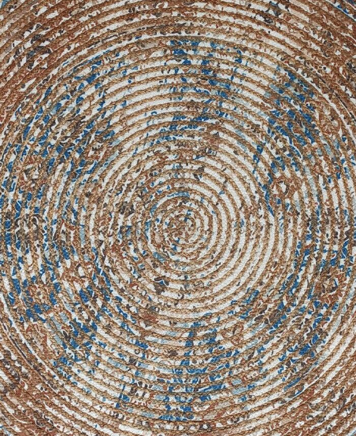 ⁦Luxurious Handmade Multi Color Jute & Pet Yarn Entryway Round Braided Rug - BR 023 (150cm)⁩ - الصورة ⁦4⁩