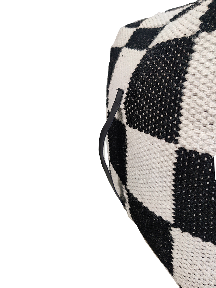 Kids Room Decor Pouf PF-111: Black & White 50x50x30cm Kids room decor pouf PF-111 in black and white color, 50x50x30cm - stylish addition for children's room by Ramsha Home.