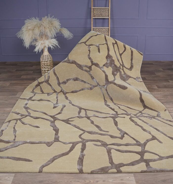Luxurious handmade silk carpet displayed in a modern living room, available at the best carpet store in Dubai, offering premium rugs UAE.