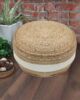 Natural and White Color Jute and Cotton Pouf for Home Decor - PF 081 (50x50x25cm) - الصورة 5