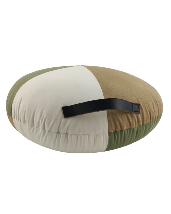 Multi Color Cotton Cushion with Filler with Leather Handle for Window Seat, Cafe - CS 226 (50x50x20cm) - Image 2