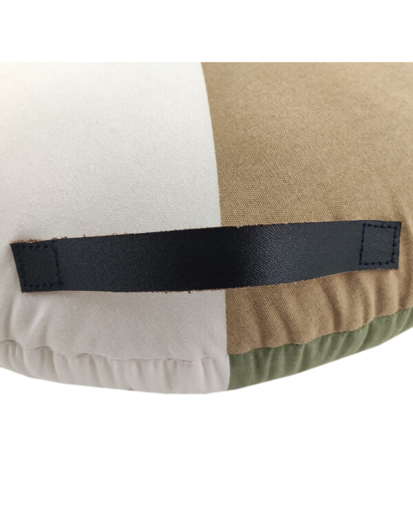 IMG_20210826_124115-600x750 Multi Color Cotton Cushion with Filler with Leather Handle for Window Seat, Cafe - CS 226 (50x50x20cm) - Image 3