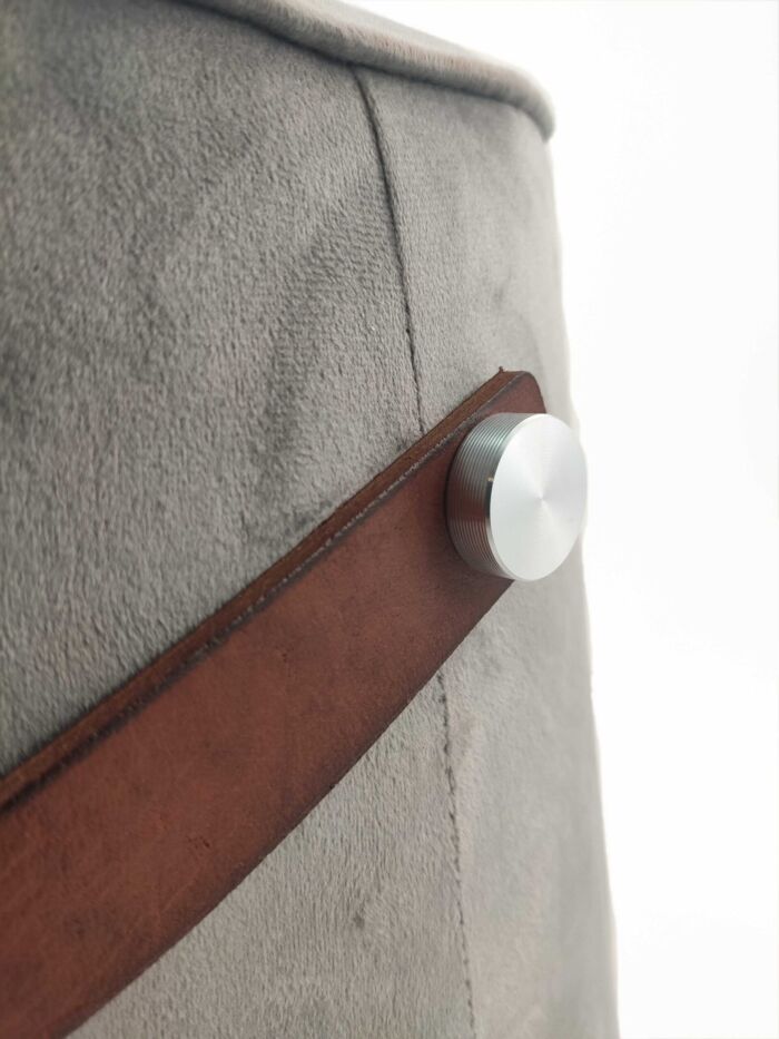 Comfort polyester pouf with leather handle PF-022 grey color By Ramsha Home