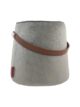 Handmade comfort polyester pouf with leather handle PF-022 grey color By Ramsha Home