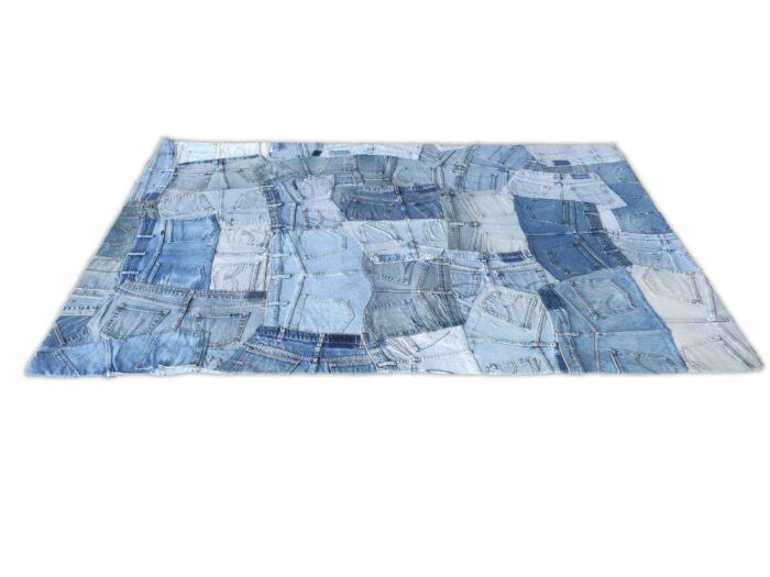 Elegant Blue Denim Cotton Multi Color Rug - DN 001 (200x300cm)