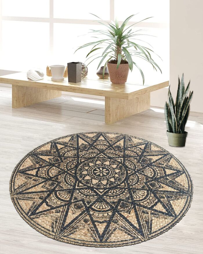 Luxurious Handmade Home Decor Braided Jute Printed Rug - BR 042 (90cm) - Image 5