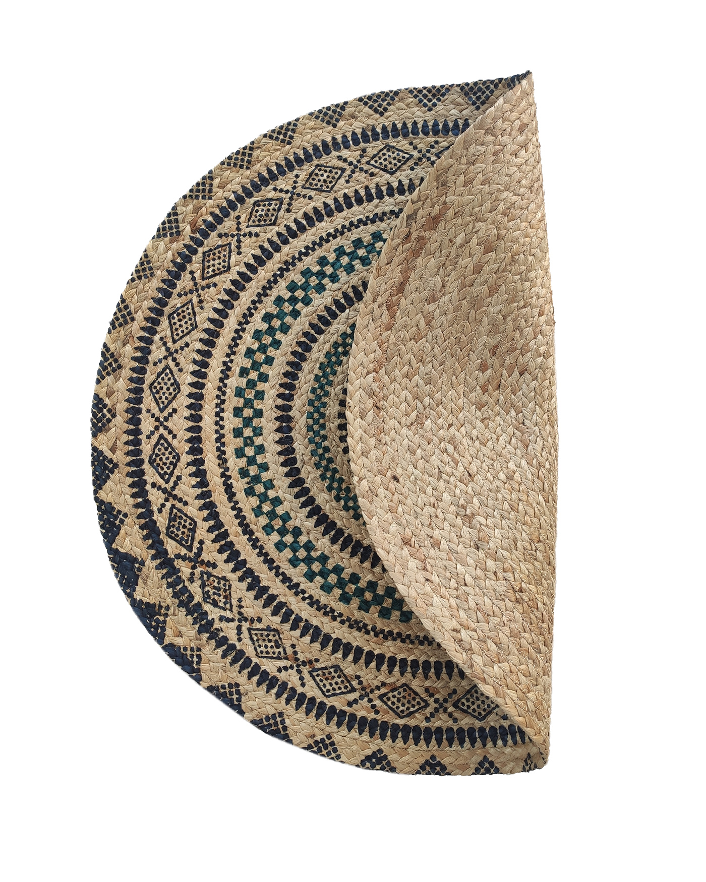 IMG_20221014_111009.jpg Luxurious Handmade Multi Color Braided Jute Printed Decor Round Rug - BR 043 (90cm) - Image 2