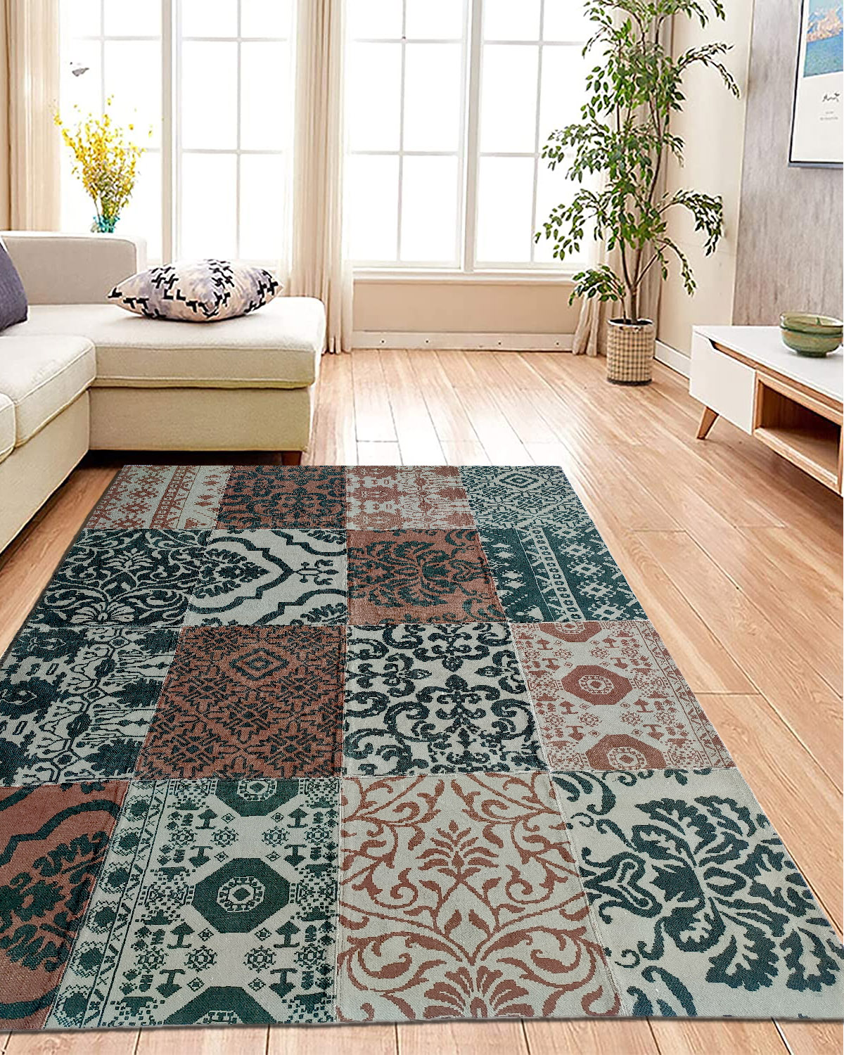 Sophisticated Home Decor Digital Printed Rug DD 023 (190x280cm) with Refined Pattern by Ramsha Home Sophisticated 190x280cm digital printed rug, DD 023, designed for home decor with a refined pattern by Ramsha Home.