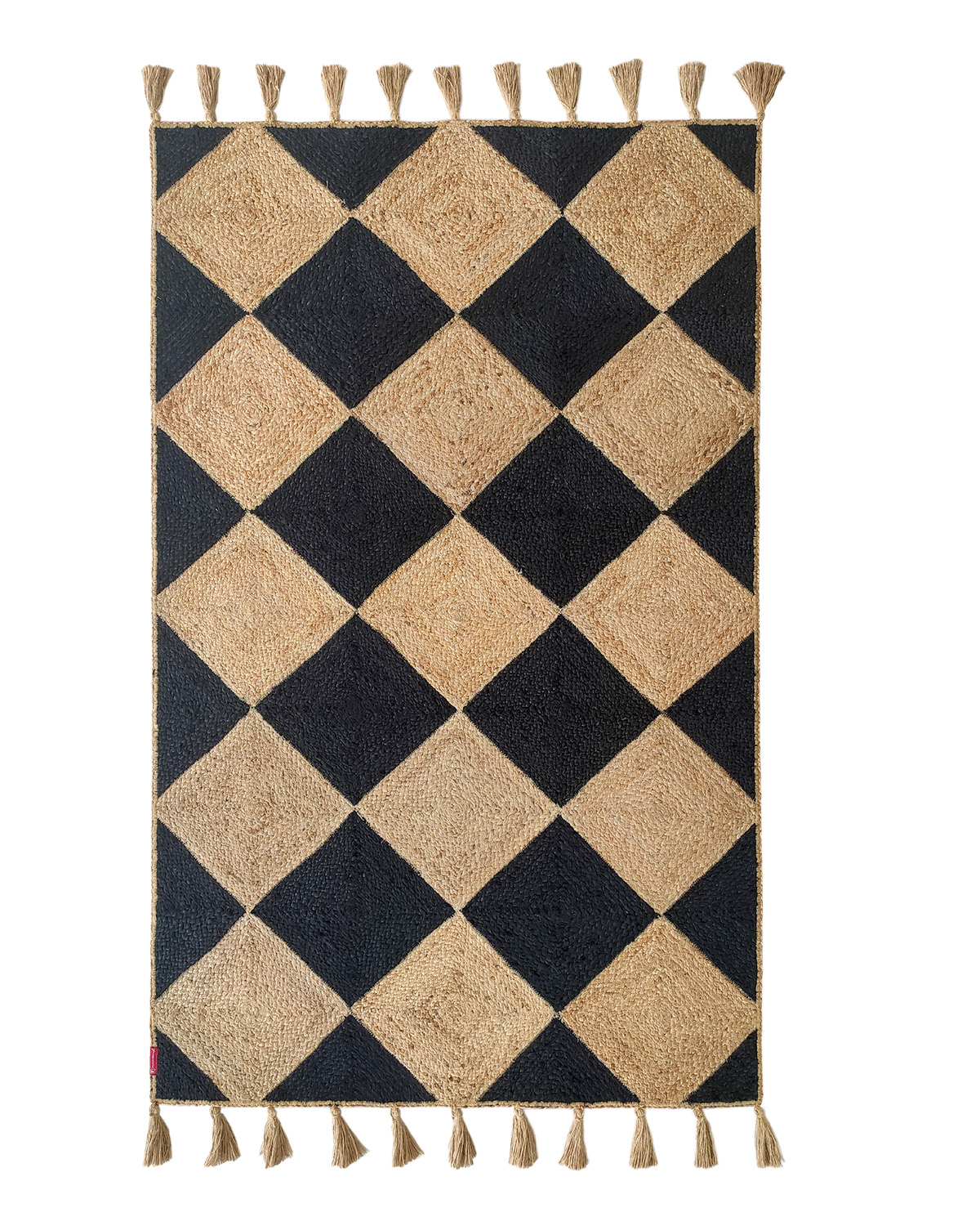 IMG_20221101_121901.jpg Handmade Natural & Black Color Jute Braided Rug with Tassel - BR 030 (120x200cm)