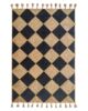 Handmade jute rug living room with black and natural braided design.