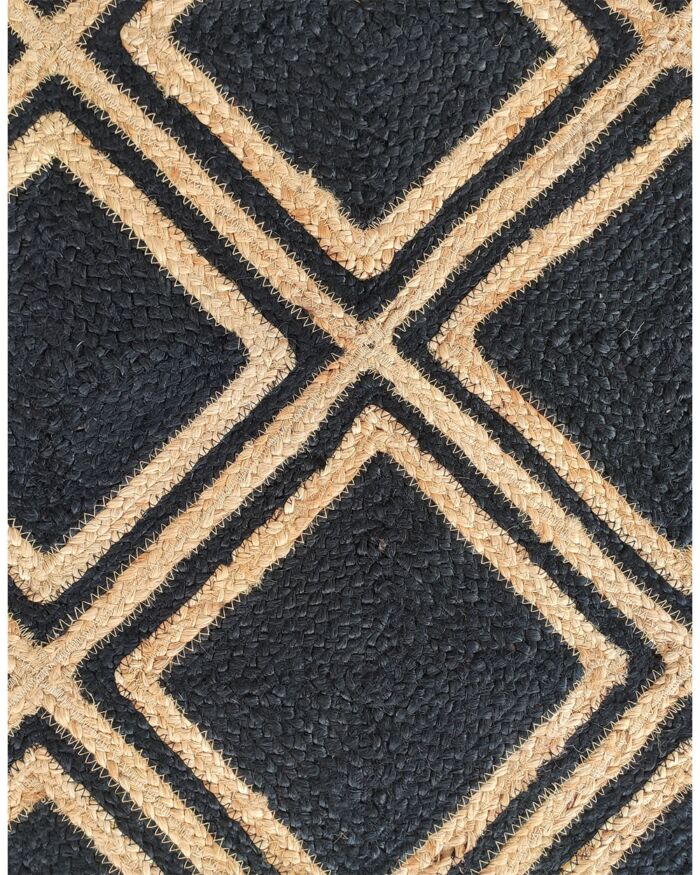 ⁦Luxurious Handmade Black & Bleach Color Jute Floor Braided Rug for Dining Room Decor - BR 038 (120x200cm)⁩ - الصورة ⁦3⁩