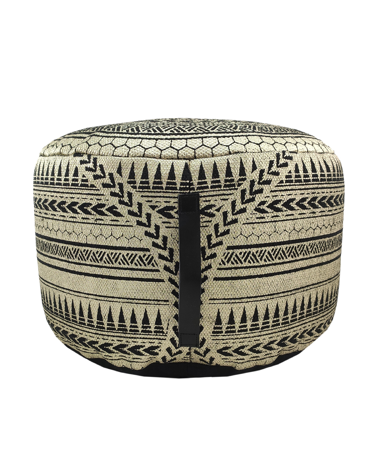 Black and Gold Color Drawing Room Decor Pouf (50x50x30cm) Black and gold color drawing room decor pouf, 50x50x30cm.