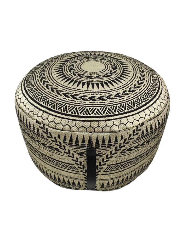 Drawing room decor pouf PF-092, black and gold color, 50x50x30cm.