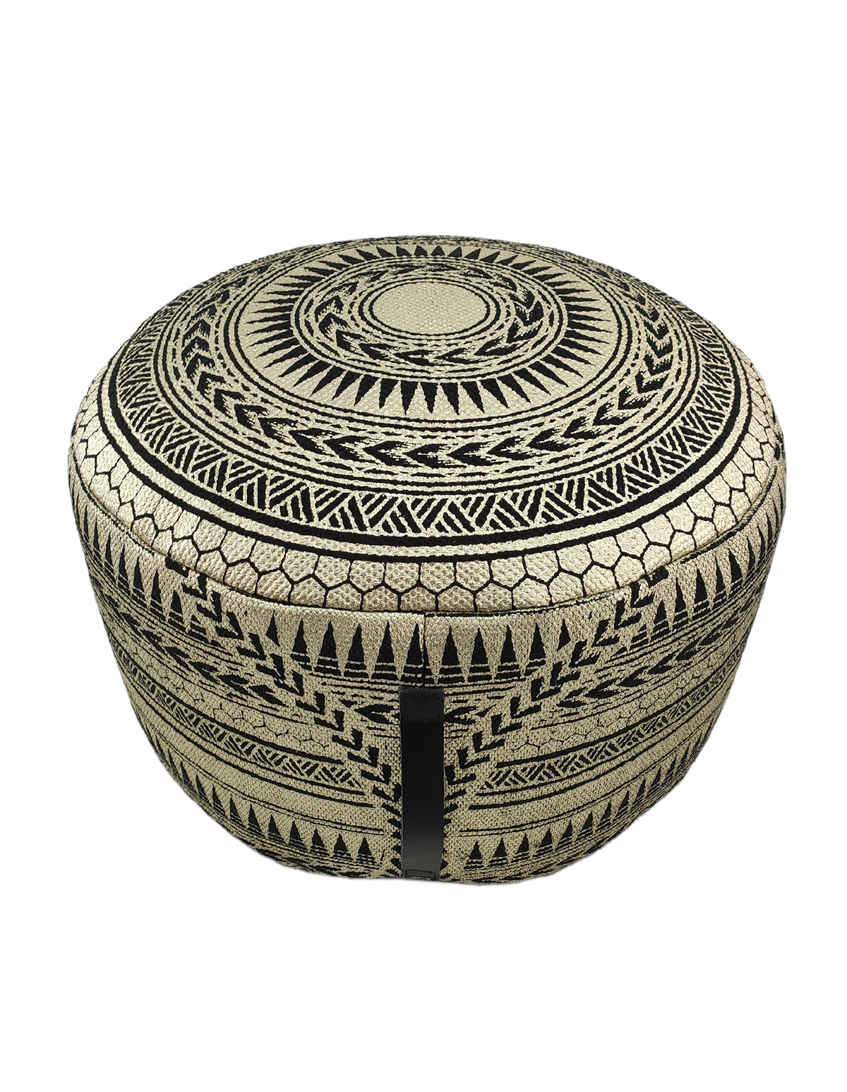 Drawing Room Decor Pouf PF-092 - Black and Gold Color (50x50x30cm) Drawing room decor pouf PF-092, black and gold color, 50x50x30cm.