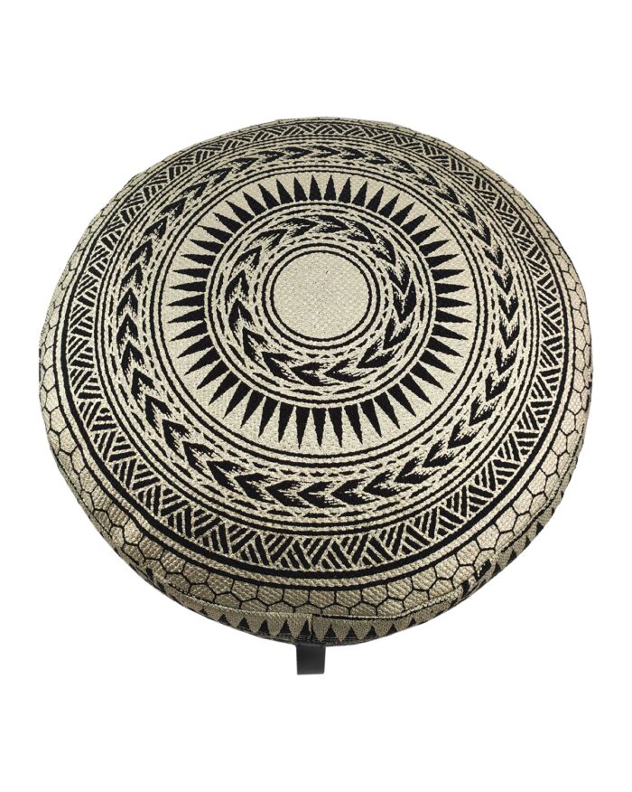 Black and gold color drawing room decor pouf PF-092, 50x50x30cm.